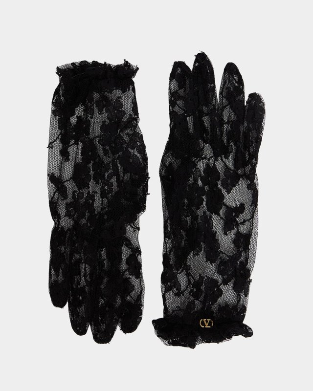 Floral Lace Cotton Blend Gloves